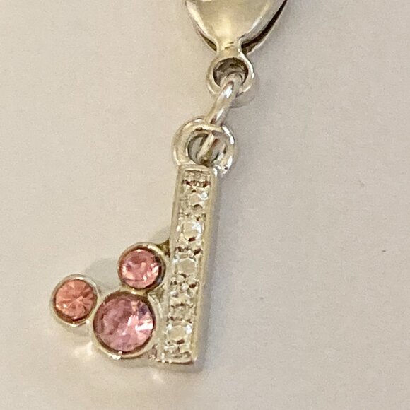Vintage Disney Pink Crystal Mickey Mouse Ears Charm Clip On Initial Letter I - Picture 6 of 10